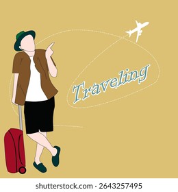 Illustration of a person's travel plan who wants to go on vacation, vector illustration