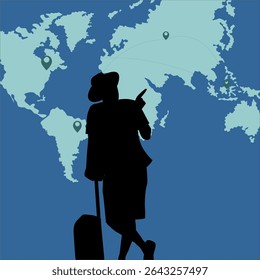 Illustration of a person's travel plan who wants to go on vacation, vector illustration