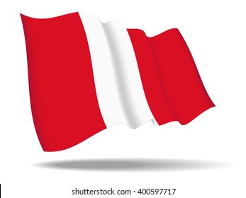 illustration Peru flag waving Isolated on White Background,vector