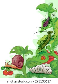 Ilustración de plagas que suelen encontrarse en jardines