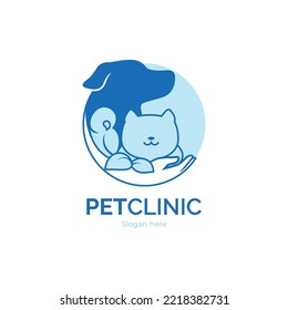 Illustration Pet Clinic Logo, Cat,dog And Bird Care Logo Template