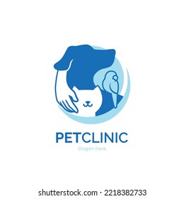 Illustration Pet Clinic Logo, Cat,dog And Bird Logo Template