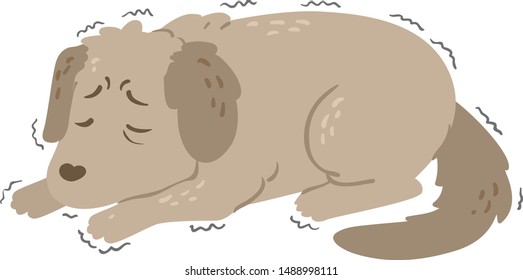 Illustration of a Pet Dying Dog and Shivering