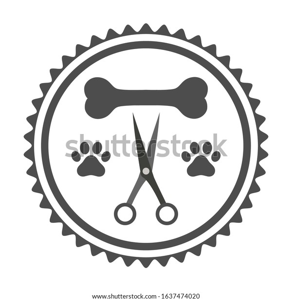 Illustration of a pet grooming logo. Dog beauty\
salon emblem.