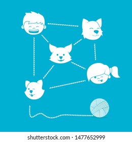 Illustration of pet network with owners 