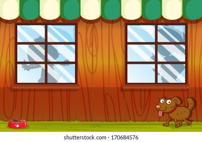 Illustration of a pet outside the house