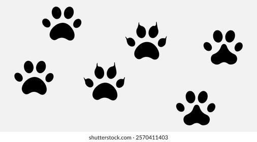 "Illustration of Pet Paw Prints Trail and Checkmark – Symbolizing Pet Care, Adoption, and Animal Wellness"