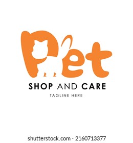 Illustration of pet shop and care logo; logo for pet shop or pet care
