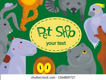 Illustration for pet shop. Cartoon style. Pet shop, great design for any purposes. Logo element illustration. vector illustration. Cat character. Shop store icon.