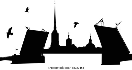 Illustration with Peter and Paul Cathedral in Saint-Peterburg