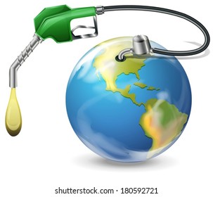 Illustration of a petrol pump and a globe on a white background svg
