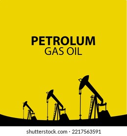 Illustration Of Petroleum Drilling On A Yellow Background. Can Be Used For Templates: Posters, Brochures, Newspapers And Infographics.