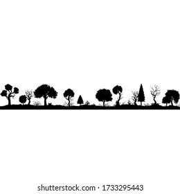 Illustration phantasy bizarre forest silhouette in one row