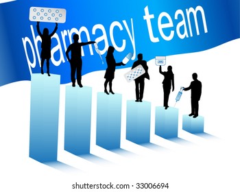 Illustration of pharmacy team