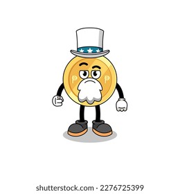 Illustration of philippine peso cartoon with i want you gesture , character design