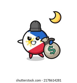 Illustration of philippines flag badge cartoon is stolen the money , cute style design for t shirt, sticker, logo element