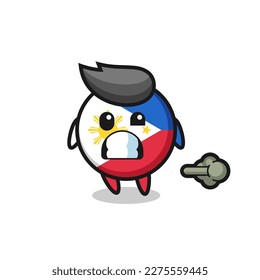 the illustration of the philippines flag badge cartoon doing fart , cute style design for t shirt, sticker, logo element