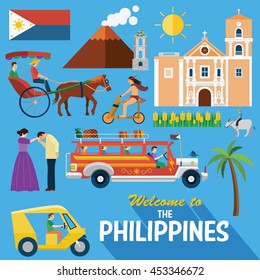 Illustration of the Philippines's landmarks and icons