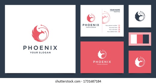 illustration of phoenix bird logo. bird logo, strength, greatness, prosperity and life. Design logos, icons and business cards. Premium vector.