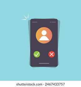Illustration of phone call or phone ringing, smartphone call clipart isolated