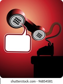 Illustration of a phone call with a text bubble and free space to put text