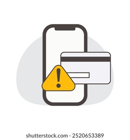 Illustration of phone screen with warning sign and card on the side