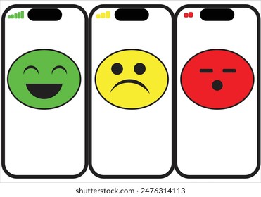 Illustration of phone signal strength indicator. Vector art from good signal to no signal