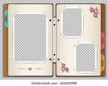 Illustration of a photo album in which you can insert your own photos