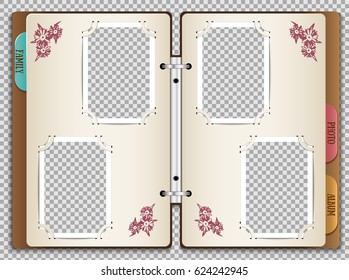 Illustration of a photo album in which you can insert your own photos

