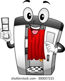 Illustration Of A Photo Booth Mascot Holding A Strip Of Film