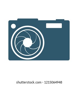 Illustration of photo camera icon with lens aperture