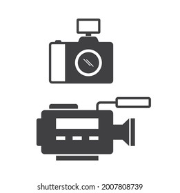 illustration of photo camera and video camera.