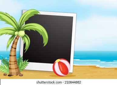 Illustration of a photo frame with beach background