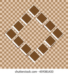 Illustration of photo frames forming a rhombus on transparent background.Vector