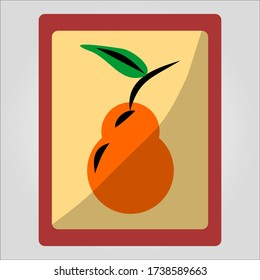 Illustration of a photo of a fruit painting. Vector illustration of something in the kitchen. Painting becomes a decoration in the kitchen room.