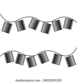 Illustration of photo tape on rope with white background