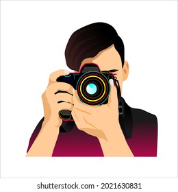illustration of photographer holding camera