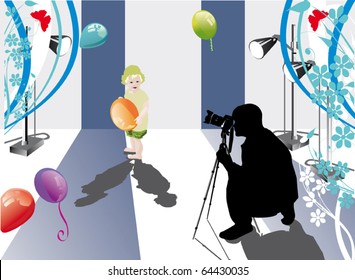 illustration with photographer in studio