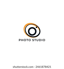 ILLUSTRATION PHOTOGRAPHY ABSTRACT CAMERA LENS SIMPLE LOGO ICON BLACK ORANGE COLOR TEMPLATE DESIGN ELEMENT VECTOR. GOOD FOR PHOTO STUDIO, APPS