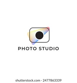 ILLUSTRATION PHOTOGRAPHY ABSTRACT CAMERA LENS SIMPLE LOGO ICON GRADIENT MESH COLOR TEMPLATE DESIGN ELEMENT VECTOR. GOOD FOR PHOTO STUDIO, APPS