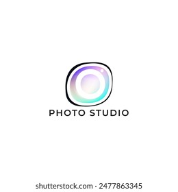 ILLUSTRATION PHOTOGRAPHY ABSTRACT CAMERA LENS SIMPLE LOGO ICON GRADIENT MESH COLOR TEMPLATE DESIGN ELEMENT VECTOR. GOOD FOR PHOTO STUDIO, APPS