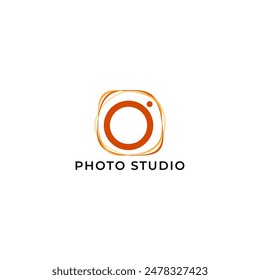 ILLUSTRATION PHOTOGRAPHY ABSTRACT CAMERA LENS SIMPLE LOGO ICON ORANGE COLOR TEMPLATE DESIGN ELEMENT VECTOR. GOOD FOR PHOTO STUDIO, APPS