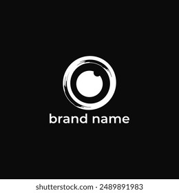 ILLUSTRATION PHOTOGRAPHY ABSTRACT CAMERA LENS SIMPLE LOGO ICON WHITE COLOR BLACK BACKGROUND TEMPLATE DESIGN ELEMENT VECTOR. GOOD FOR PHOTO STUDIO, APPS
