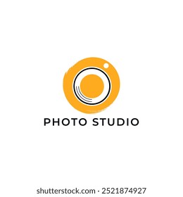 ILLUSTRATION PHOTOGRAPHY ABSTRACT CAMERA LENS BLACK ORANGE COLOR SIMPLE ROUGH LOGO ICON TEMPLATE DESIGN ELEMENT VECTOR. GOOD FOR PHOTO STUDIO, APPS