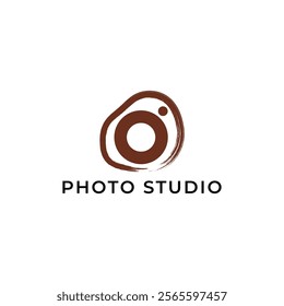 ILLUSTRATION PHOTOGRAPHY ABSTRACT CAMERA LENS SIMPLE LOGO ICON BROWN COLOR TEMPLATE DESIGN ELEMENT VECTOR. GOOD FOR PHOTO STUDIO, APPS