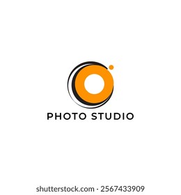 ILLUSTRATION PHOTOGRAPHY ABSTRACT CAMERA LENS SIMPLE LOGO ICON BLACK ORANGE COLOR TEMPLATE DESIGN ELEMENT VECTOR. GOOD FOR PHOTO STUDIO, APPS