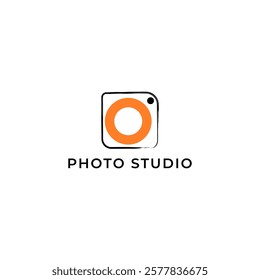 ILLUSTRATION PHOTOGRAPHY ABSTRACT CAMERA LENS SIMPLE LOGO ICON BLACK ORANGE COLOR TEMPLATE DESIGN ELEMENT VECTOR. GOOD FOR PHOTO STUDIO, APPS