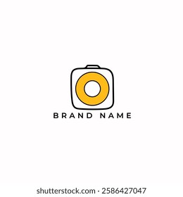 ILLUSTRATION PHOTOGRAPHY ABSTRACT CAMERA LENS SIMPLE LOGO ICON BLACK ORANGE COLOR TEMPLATE DESIGN ELEMENT VECTOR. GOOD FOR PHOTO STUDIO, APPS