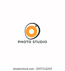 ILLUSTRATION PHOTOGRAPHY ABSTRACT CAMERA LENS SIMPLE LOGO ICON BLACK ORANGE COLOR TEMPLATE DESIGN ELEMENT VECTOR. GOOD FOR PHOTO STUDIO, APPS