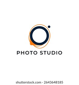 ILLUSTRATION PHOTOGRAPHY ABSTRACT CAMERA LENS SIMPLE LOGO ICON BLUE ORANGE COLOR TEMPLATE DESIGN ELEMENT VECTOR. GOOD FOR PHOTO STUDIO, APPS